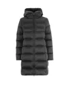 Colmar Originals Long Hooded Down Jacket In Gray In Animal Print