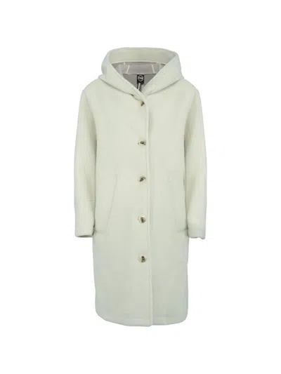 Colmar Originals Mid-length Hooded Coat With Plush Texture In Gray