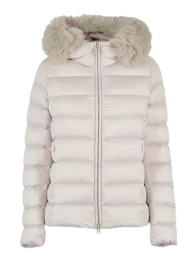 Colmar Originals Opaque Down Jacket With Faux Fur In Neutral