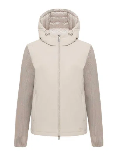 Colmar Originals Padded Jacket With Knitted Sleeves In Neutral
