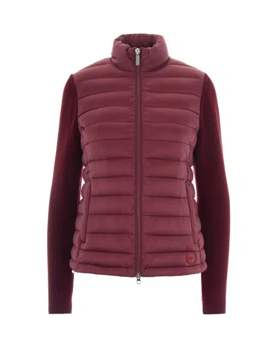 Colmar Originals Quilted Burgundy Jacket With Knit Sleeves In Red