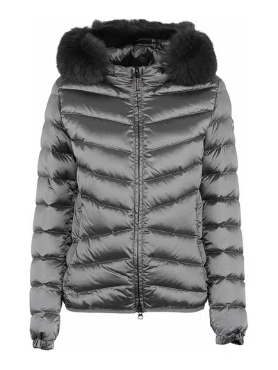 Colmar Originals Quilted Down Jacket With Faux Fur In Gray