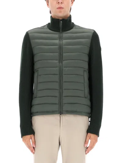 Colmar Originals Quilted Green Sports Jacket With Knitted Sleeves In Multi