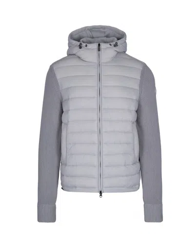 Colmar Originals Quilted Nylon Jacket With Knitted Sleeves In Gray