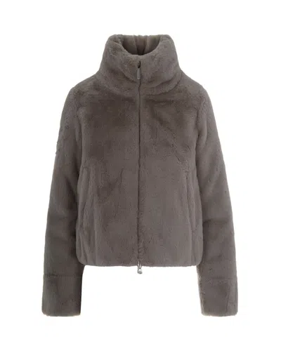 Colmar Originals Reversible Faux Fur Down Jacket In Sand In Gray