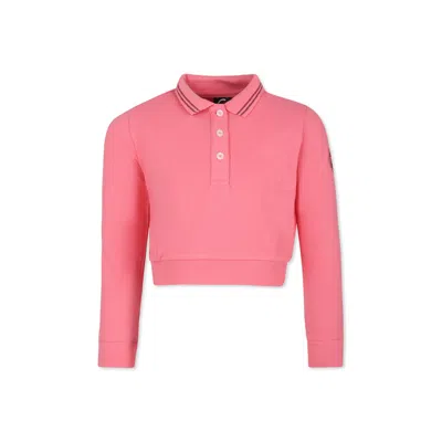 Colmar Pink Crop Polo Shirt For Girl With Logo In Rosa