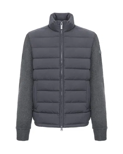 Colmar Navy Padded Wool-blend Zip Hybrid Down Jacket In Gray