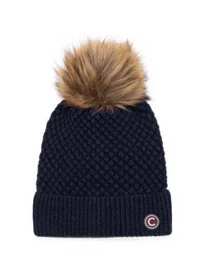 Colmar Pom-pom Waffle-knit Beanie Hat In 蓝色