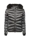 Colmar Quilted Down Jacket With Faux Fur In Gray