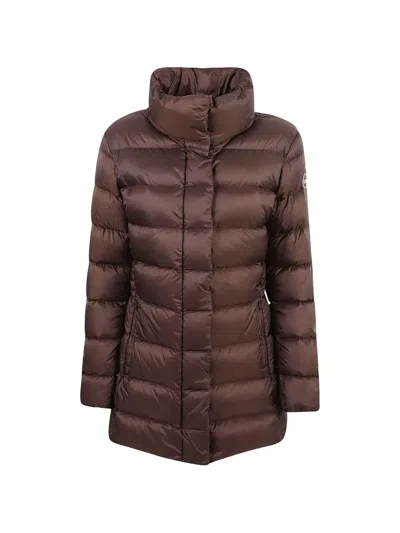Colmar Quilted High-neck Coat In Brown