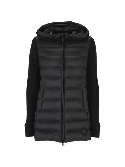 Colmar Quilted Knit-sleeve Jacket In Black