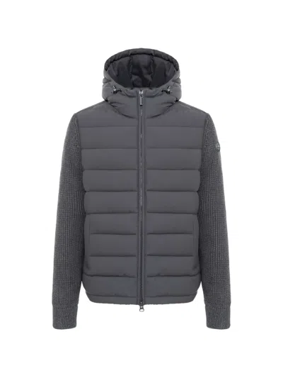 Colmar Quilted Knit-sleeve Padded Jacket In Gray