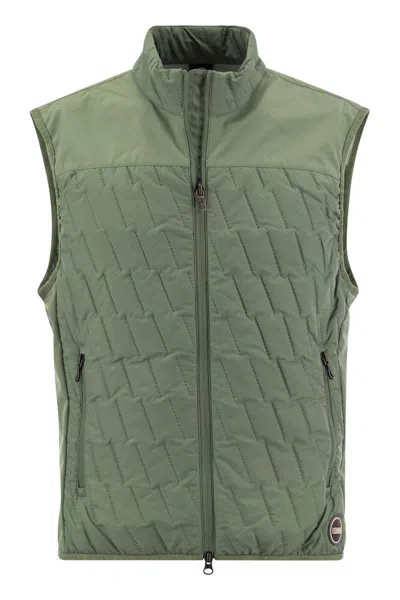 Colmar Quilted Waistcoat With Softshell Inserts In Green