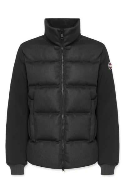 Colmar Technical Knit Fisherman Rib Down Jacket In Black