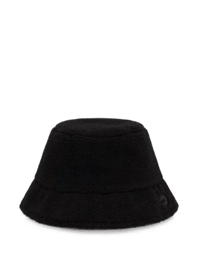 Colmar Teddy Fleece-texture Logo-patch Bucket Hat In Black