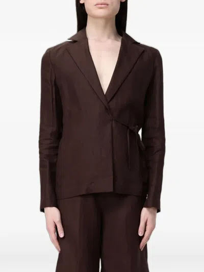 Colmar Tie-fastening Linen Blazer In Brown