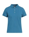 Colmar Woman Polo Shirt Pastel Blue Size L Cotton, Elastane In Blue