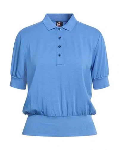 Colmar Woman Polo Shirt Slate Blue Size S Cotton, Modal, Elastane