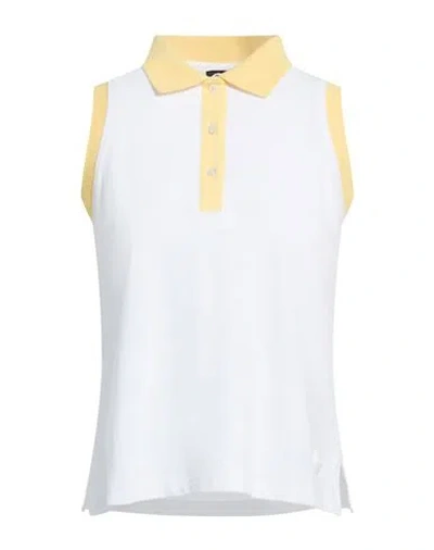 Colmar Woman Polo Shirt White Size L Cotton, Elastane
