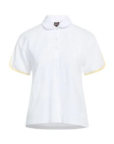 Colmar Woman Polo Shirt White Size L Cotton, Elastane