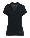 Colmar Woman Sweater Midnight Blue Size L Cotton In Black