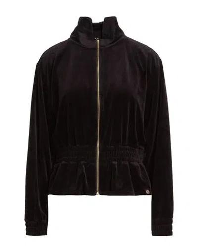 Colmar Woman Sweatshirt Black Size L Cotton, Polyester In Brown