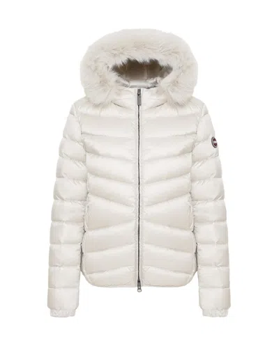 Colmar Women's Hooded Puffer Down Jacket With Faux Fur Trim In Neutral