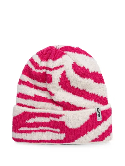 Colmar Kids' Zebra-print Knitted Beanie Hat In Pink
