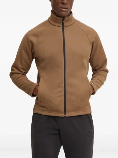 Colmar Zip Ribbed Ski Sweatshirt In Brown