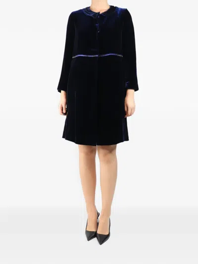 Pre-owned Colomba Leddi Round-neck Velvet Jacket In Blue
