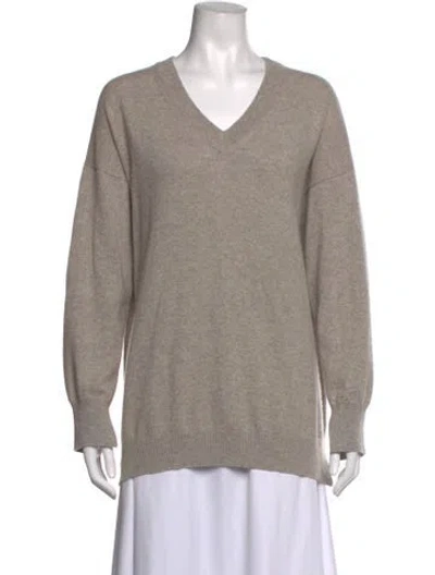 Pre-owned Colombo Baby Cashmere V-neck Sweater In Grey