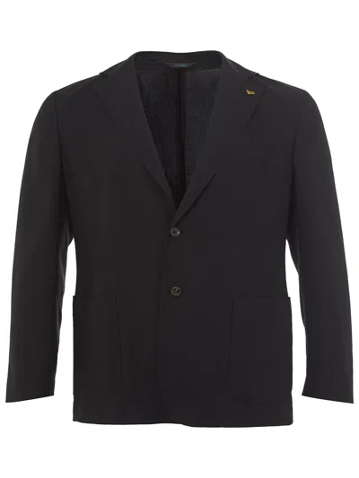 Colombo Black Jacket In Cashmere Due Bottoni  In Nero