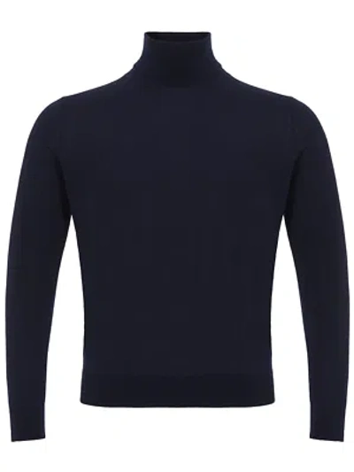 Pre-owned Colombo Blue Navy Cashmere Turtle Neck Sweater
