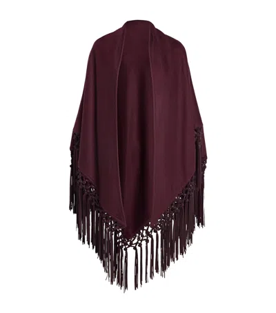 Colombo Cashmere And Leather Fringe-trim Cape In Purple