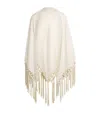 Colombo Cashmere And Leather Fringe-trim Cape In Neutral