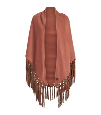 Colombo Cashmere Fringe-detail Shawl In Brown