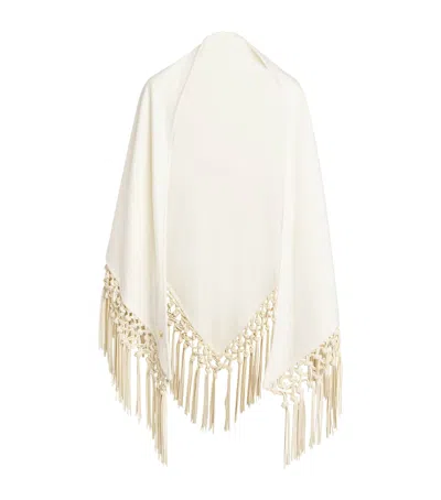 Colombo Cashmere-leather Triangle Shawl In White