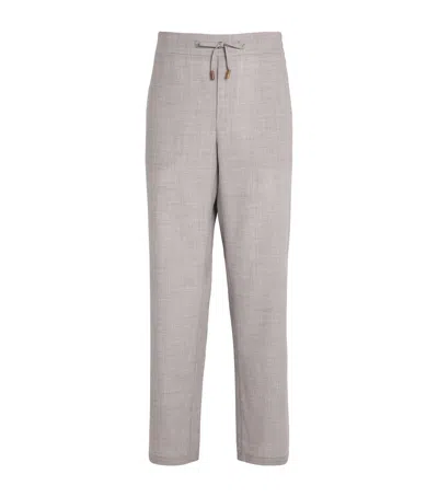 Colombo Cashmere-linen Trousers In Gray