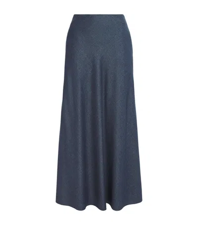 Colombo Cashmere Midi Skirt In Blue