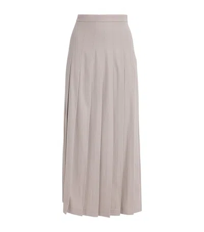 Colombo Cashmere Pleated Maxi Skirt In Beige
