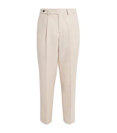 Colombo Cashmere Pleated Straight Trousers In Yellow