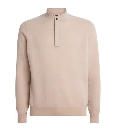 Colombo Cashmere Quarter-zip Sweater In Neutral
