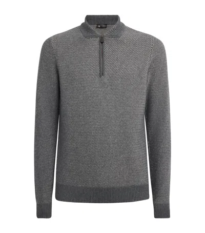 Colombo Cashmere Quarter-zip Sweater In Gray