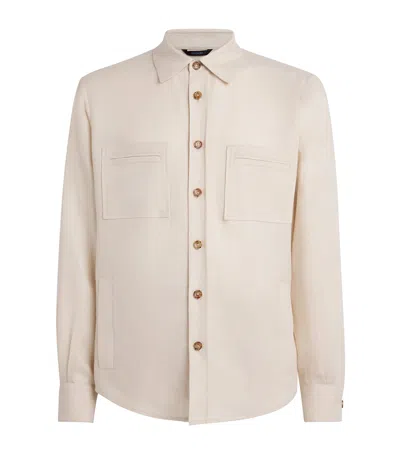 Colombo Cashmere-linen Overshirt In Beige