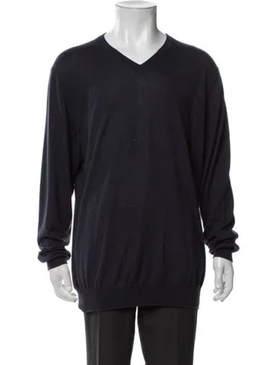Pre-owned Colombo Cashmere V-neck Pullover In Blue