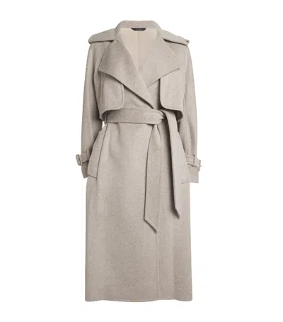 Colombo Cashmere Wrap Trench Coat In Beige