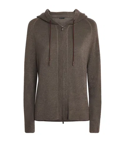 Colombo Cashmere-blend Zip-up Hoodie In Brown