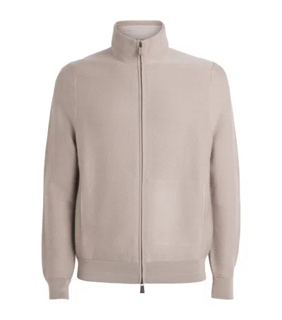 Colombo Cashmere-wool Zip-up Cardigan In Neutral