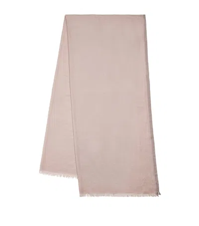 Colombo Cotton Fringed Stole In Pink