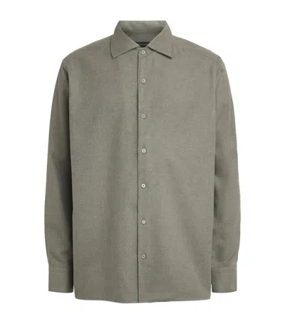 Colombo Cotton Twill Shirt In Green